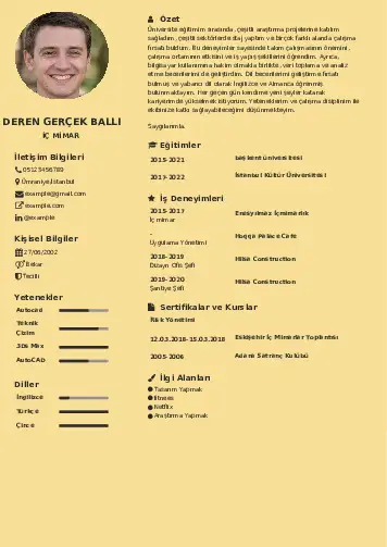 İç Mimar Cv Örnekleri cv indir